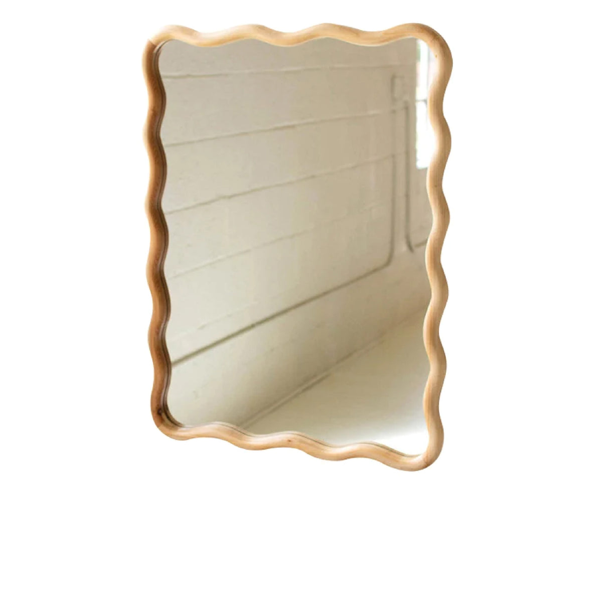 light wood squiggle mirror