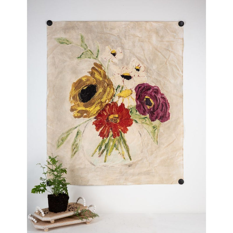 large bright color flowers abstract art paper grommets yellow pink