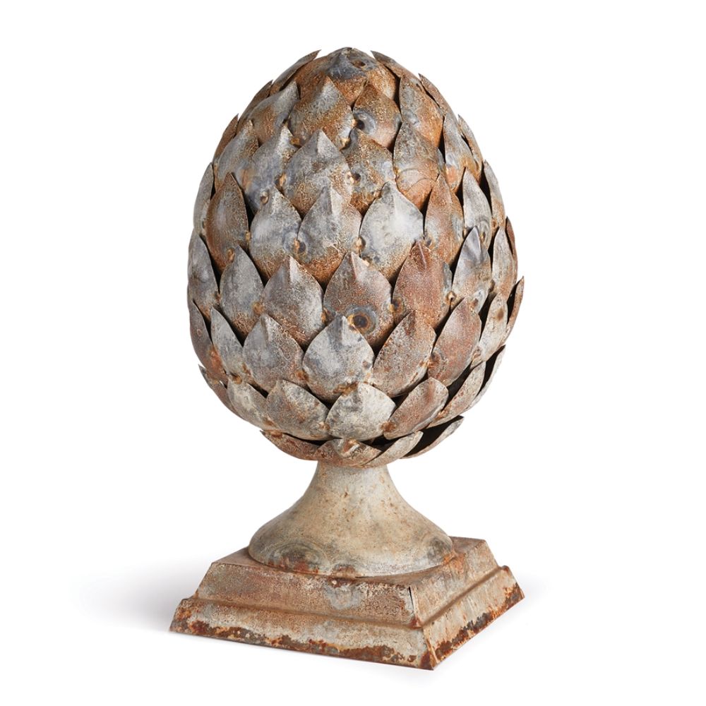 large iron artichoke finial rustic silver